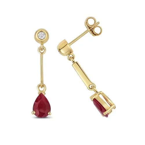 Ruby Drop Earrings Gold